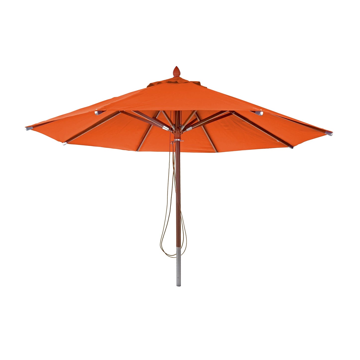 Cosmo Casa - Houten parasol - Trekkoord - Polyester & Hout - Terracotta - Ø4 m