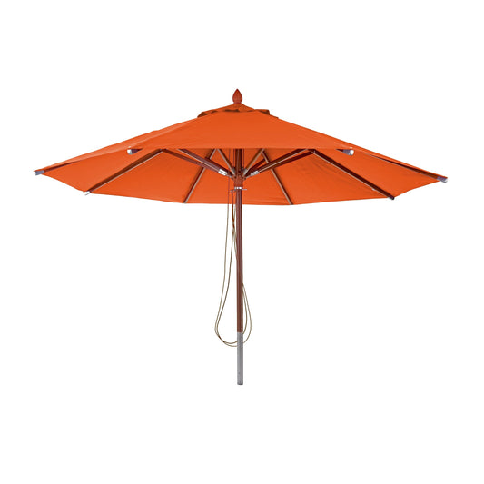 Cosmo Casa - Houten parasol - Trekkoord - Polyester & Hout - Terracotta - Ø4 m