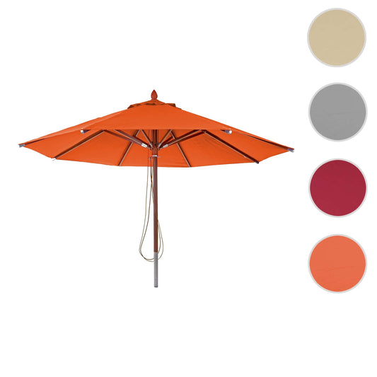 Cosmo Casa - Houten parasol - Trekkoord - Polyester & Hout - Terracotta - Ø4 m