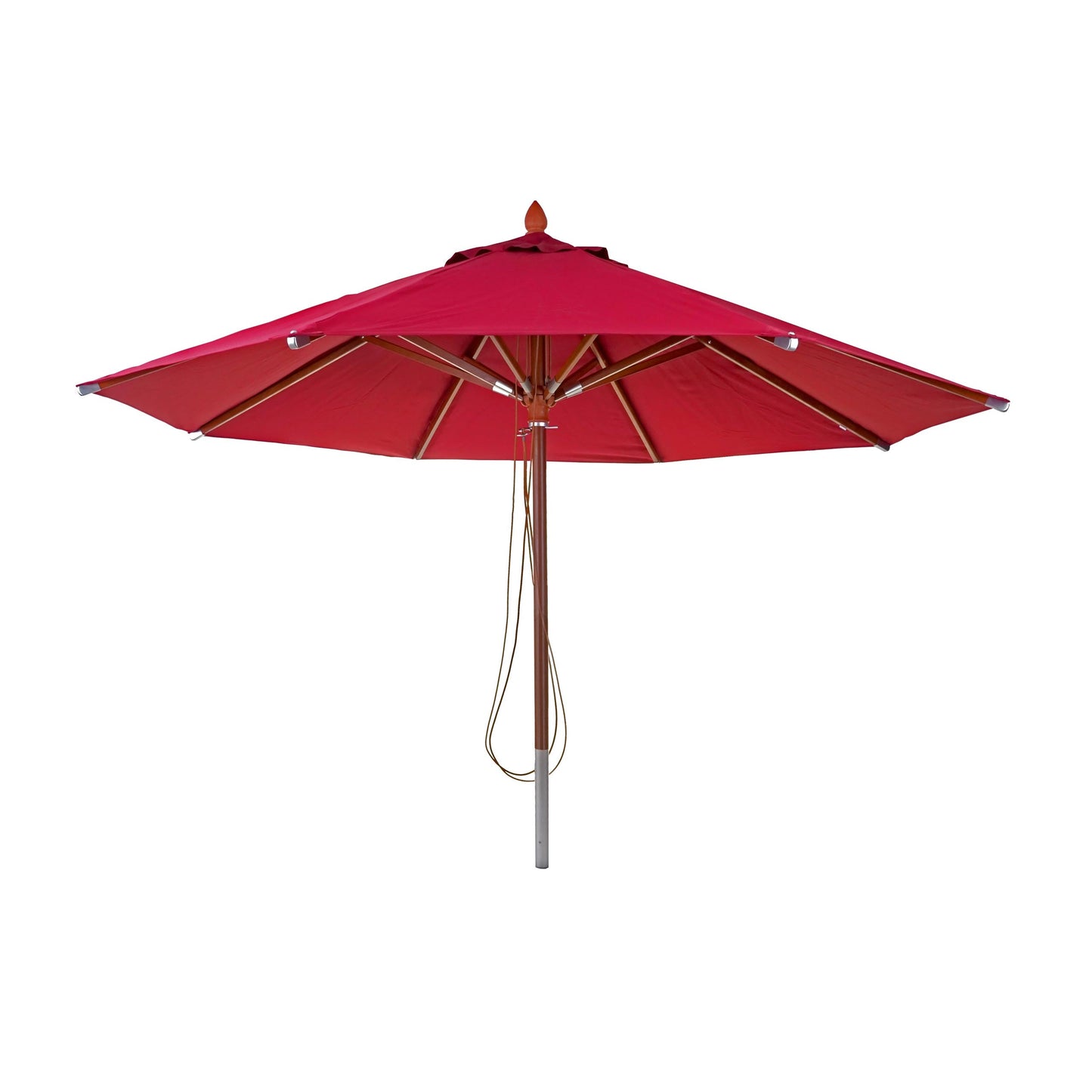 Cosmo Casa - Houten parasol - Trekkoord - Polyester & Hout - Bordeauxrood - Ø4 m