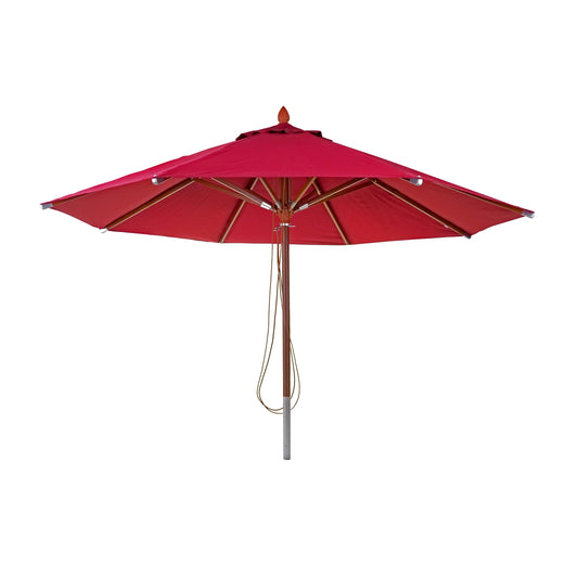 Cosmo Casa - Houten parasol - Trekkoord - Polyester & Hout - Bordeauxrood - Ø4 m