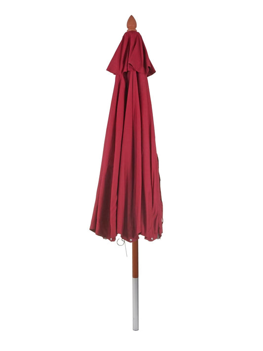 Cosmo Casa - Houten parasol - Trekkoord - Polyester & Hout - Bordeauxrood - Ø4 m