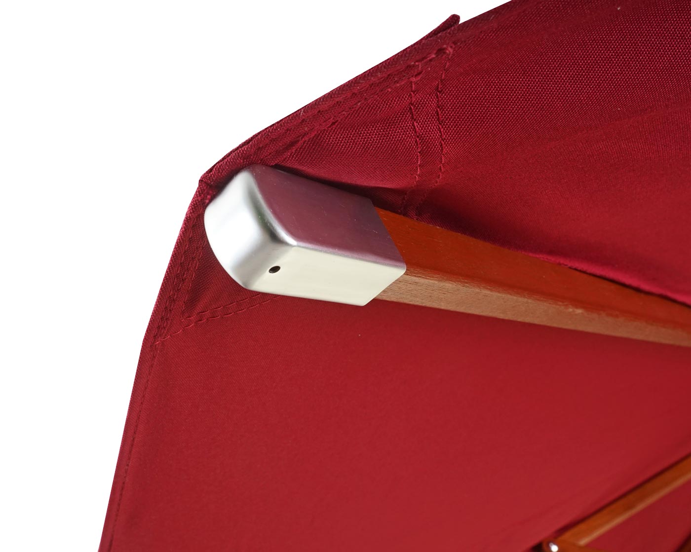 Cosmo Casa - Houten parasol - Trekkoord - Polyester & Hout - Bordeauxrood - Ø4 m