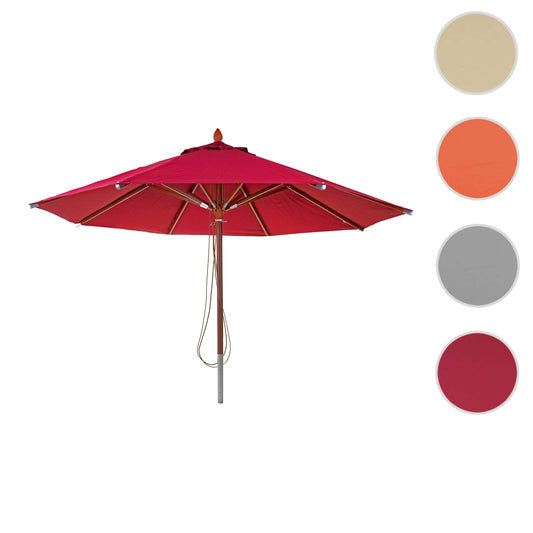 Cosmo Casa - Houten parasol - Trekkoord - Polyester & Hout - Bordeauxrood - Ø4 m