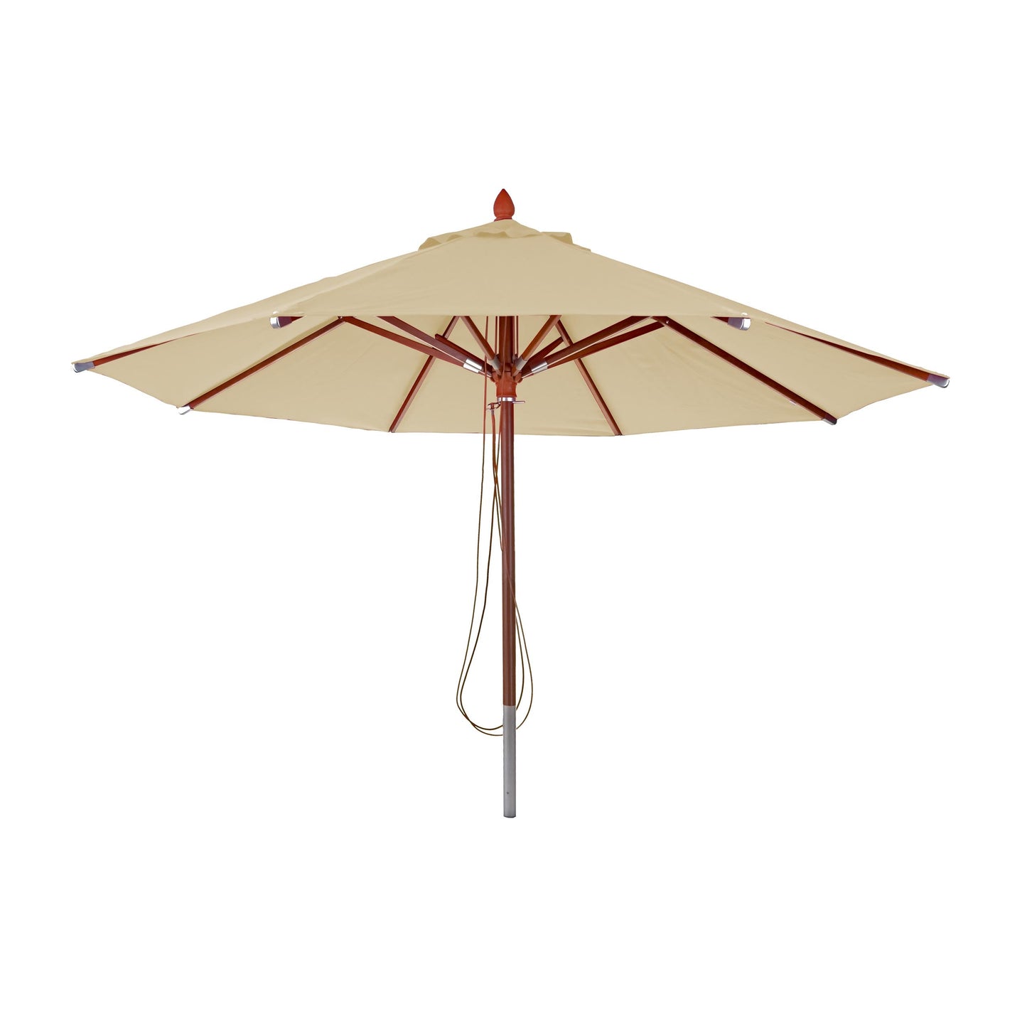 Cosmo Casa - Houten parasol - Trekkoord - Polyester & Hout - Crème - Ø4 m