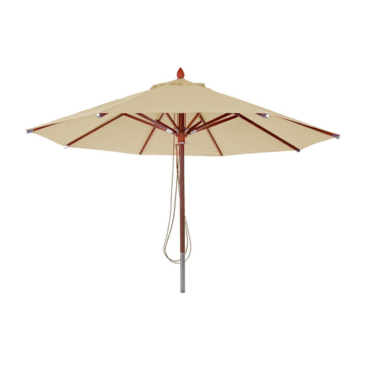 Cosmo Casa - Houten parasol - Trekkoord - Polyester & Hout - Crème - Ø4 m