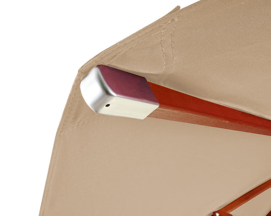 Cosmo Casa - Houten parasol - Trekkoord - Polyester & Hout - Crème - Ø4 m