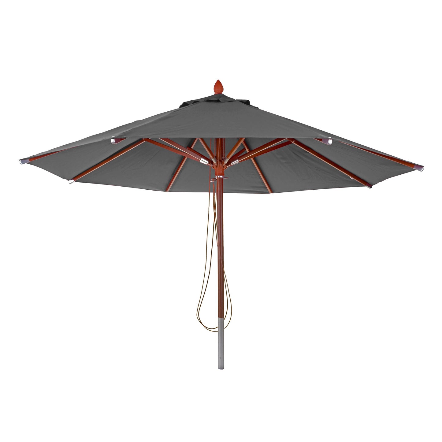 Cosmo Casa - Houten parasol - Trekkoord - Polyester & Hout - Antraciet - Ø4 m