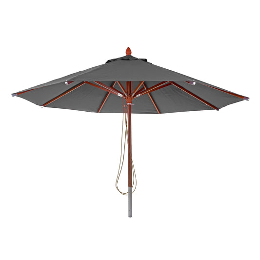 Cosmo Casa - Houten parasol - Trekkoord - Polyester & Hout - Antraciet - Ø4 m