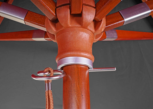 Cosmo Casa - Houten parasol - Trekkoord - Polyester & Hout - Antraciet - Ø4 m