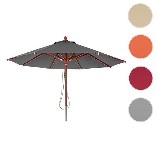 Cosmo Casa - Houten parasol - Trekkoord - Polyester & Hout - Antraciet - Ø4 m