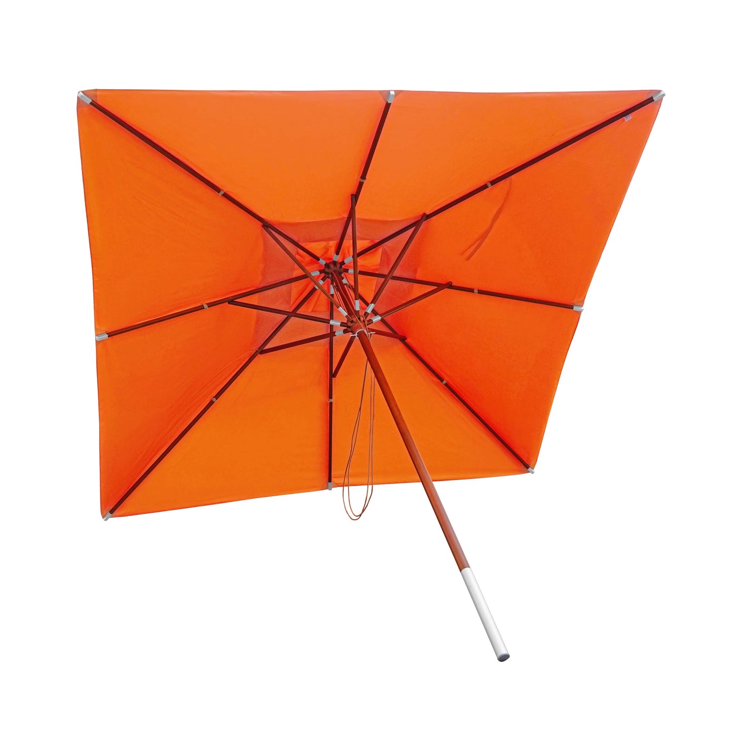 Cosmo Casa - Houten parasol - Trekkoord - Polyester & Hout - Terracotta - 4×4 m