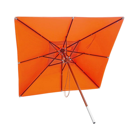 Cosmo Casa - Houten parasol - Trekkoord - Polyester & Hout - Terracotta - 4×4 m