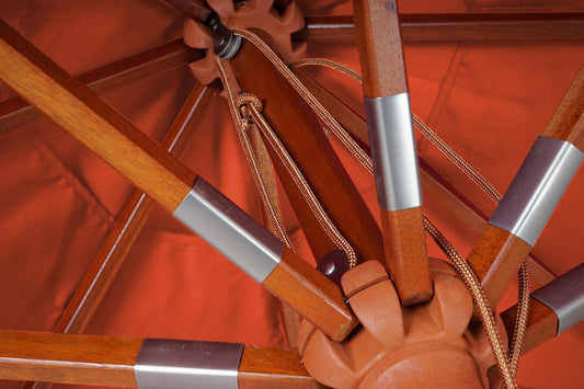 Cosmo Casa - Houten parasol - Trekkoord - Polyester & Hout - Terracotta - 4×4 m