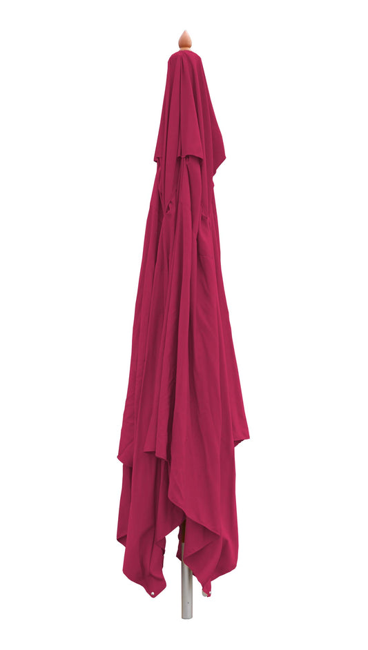 Cosmo Casa - Houten parasol - Trekkoord - Polyester & Hout - Bordeauxrood - 4×4 m