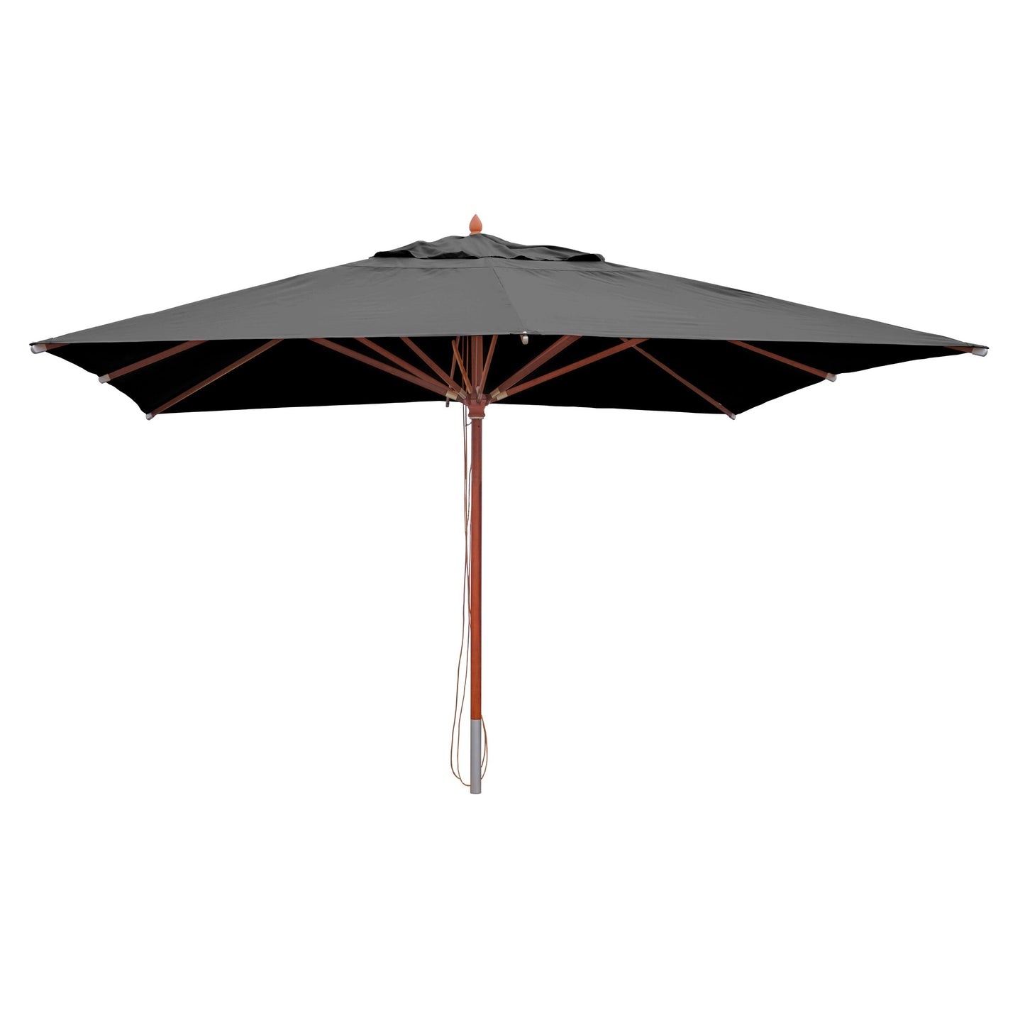 Cosmo Casa - Houten parasol - Trekkoord - Polyester & Hout - Antraciet - 4×4 m