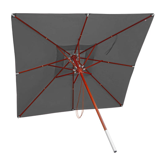 Cosmo Casa - Houten parasol - Trekkoord - Polyester & Hout - Antraciet - 4×4 m
