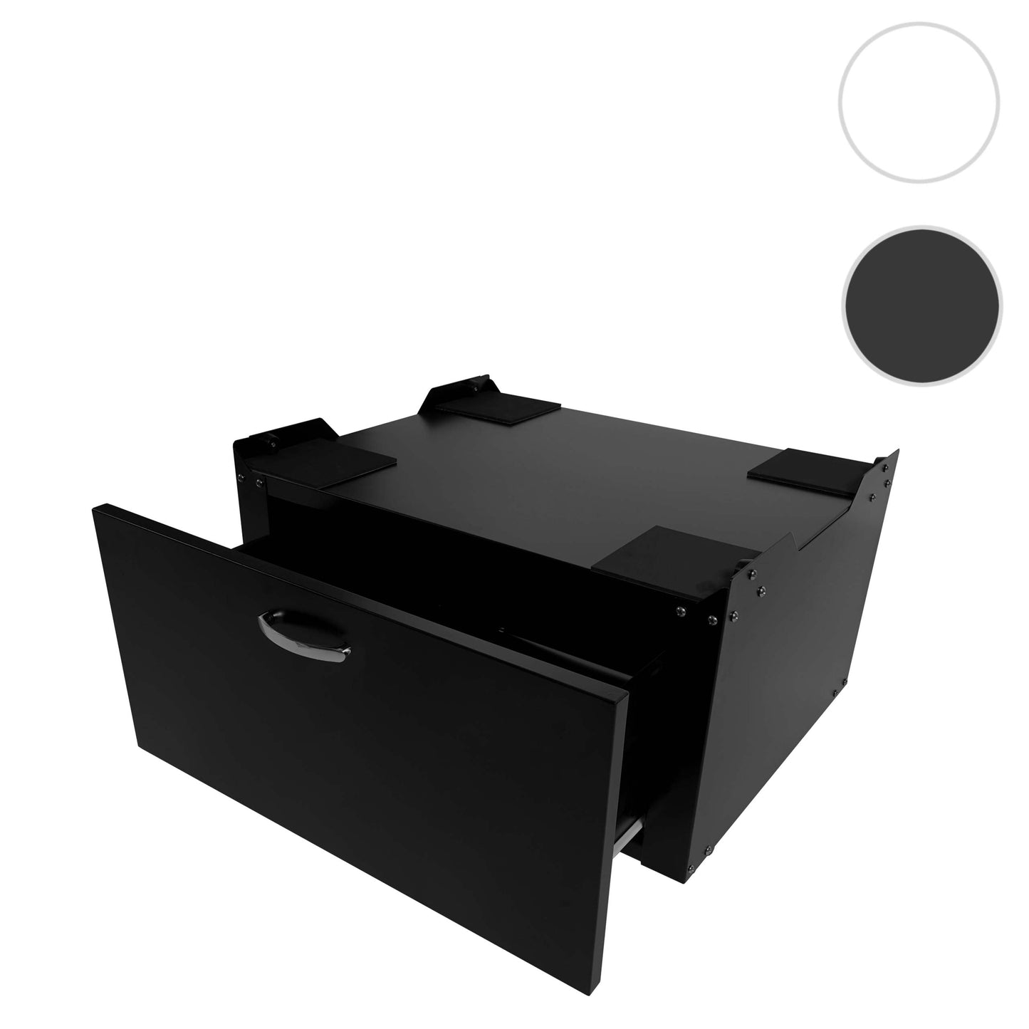 Cosmo Casa - Wasmachineonderkast - Met lade - Metaal - Zwart - 33×61×52 cm