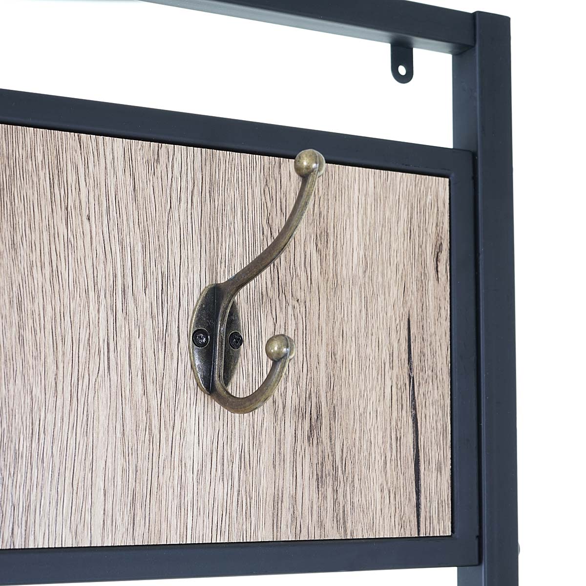 Cosmo Casa - Kapstok - Vrijstaand - Metaal & Hout - Naturel - 184×102×41 cm