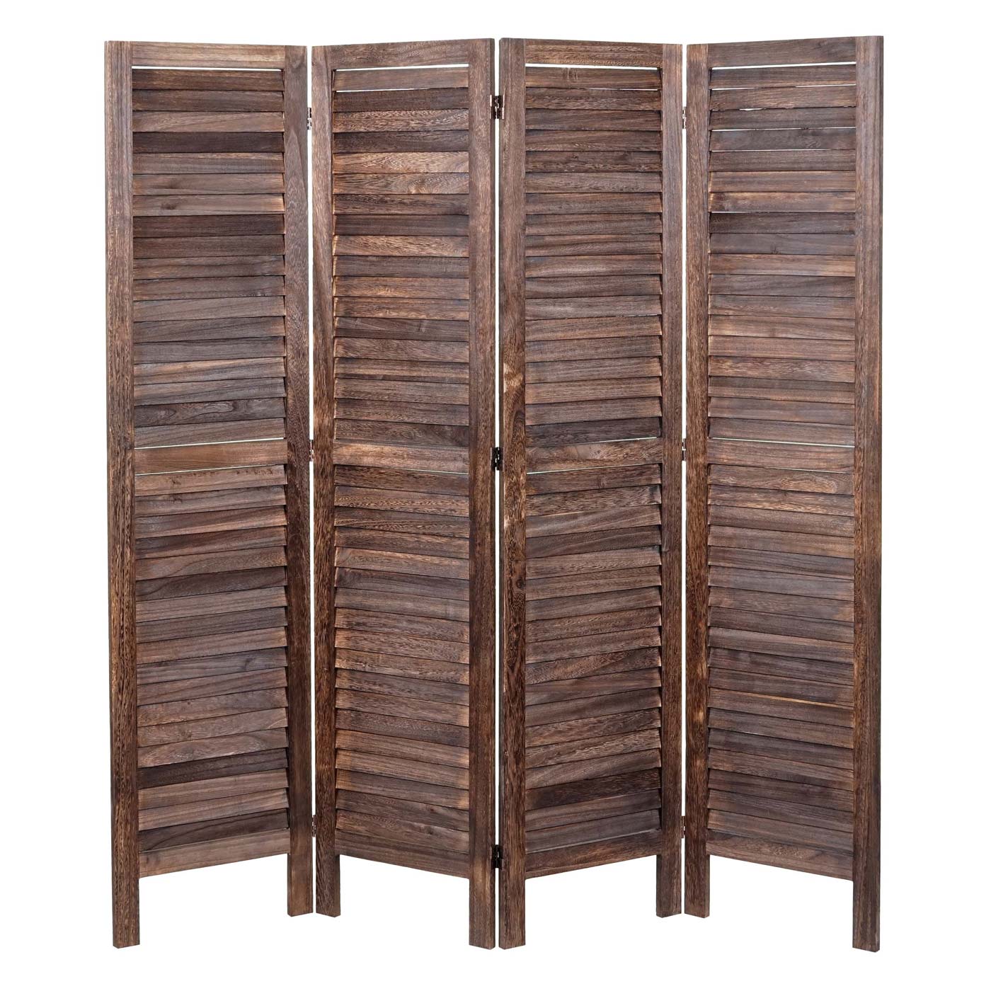 Cosmo Casa - Kamerscherm - Shabby look - Metaal & Textiel - Bruin - 170×162 cm