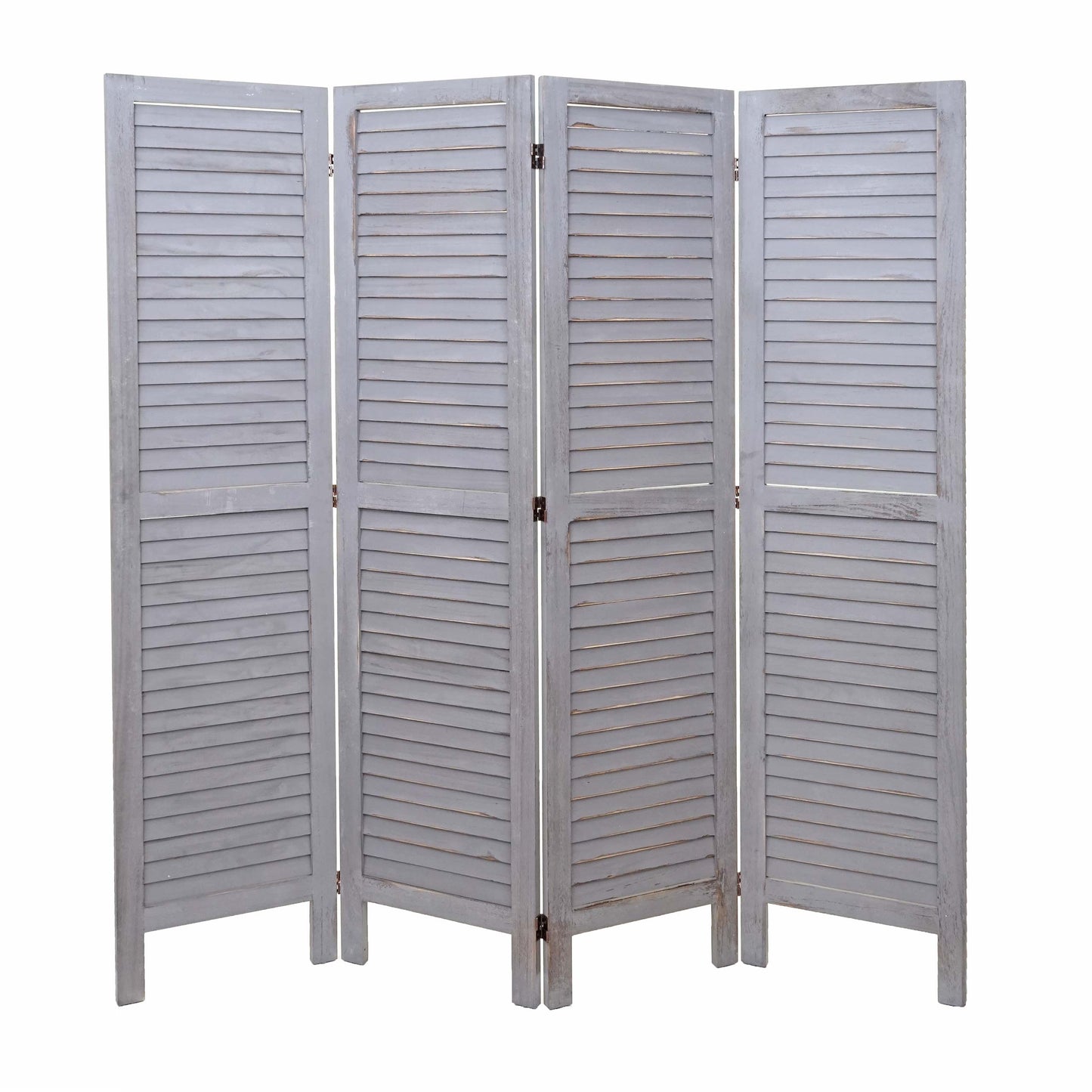 Cosmo Casa - Kamerscherm - Shabby look - Metaal & Textiel - Grijs - 170×162 cm