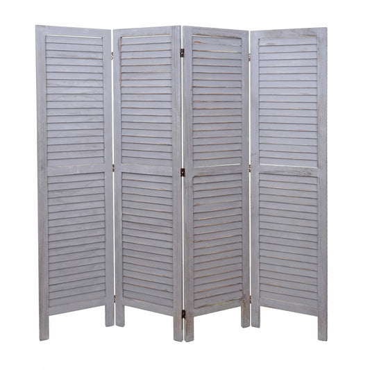 Cosmo Casa - Kamerscherm - Shabby look - Metaal & Textiel - Grijs - 170×162 cm