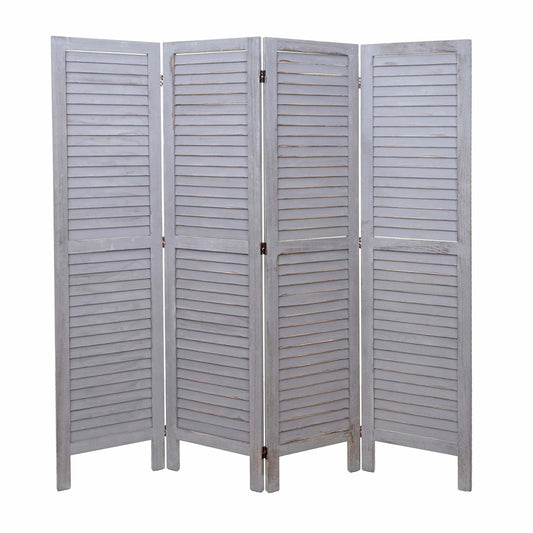 Cosmo Casa - Kamerscherm - Shabby look - Metaal & Textiel - Grijs - 170×162 cm