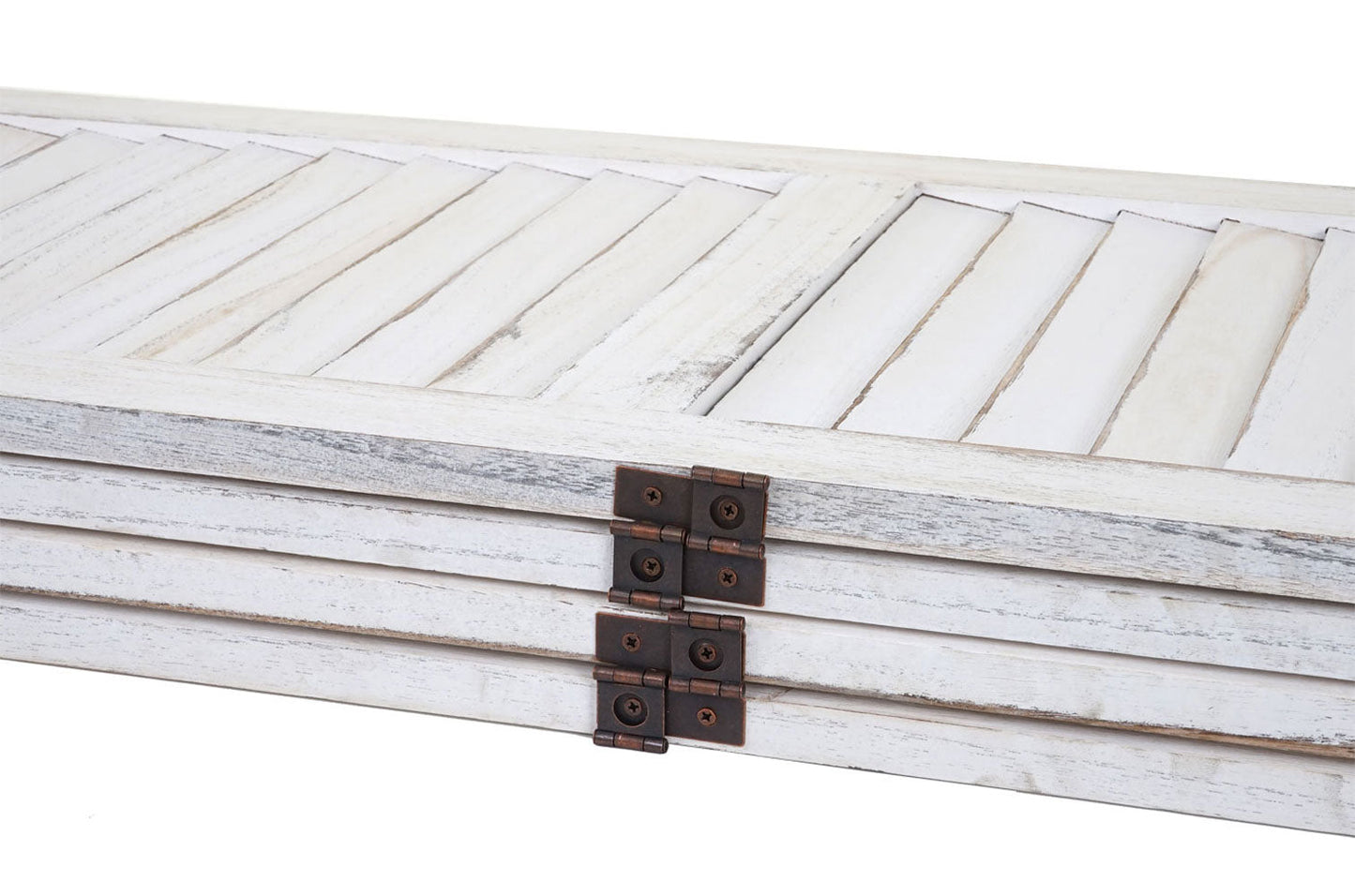 Cosmo Casa - Kamerscherm - Shabby look - Metaal & Textiel - Wit - 170×162 cm