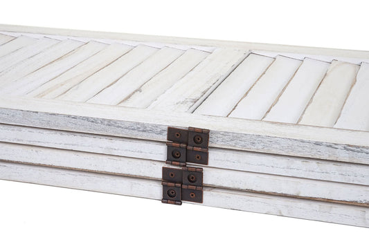 Cosmo Casa - Kamerscherm - Shabby look - Metaal & Textiel - Wit - 170×162 cm