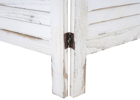 Cosmo Casa - Kamerscherm - Shabby look - Metaal & Textiel - Wit - 170×162 cm