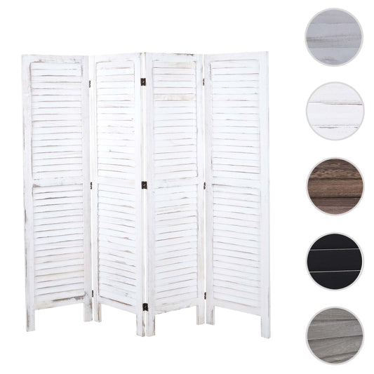 Cosmo Casa - Kamerscherm - Shabby look - Metaal & Textiel - Wit - 170×162 cm