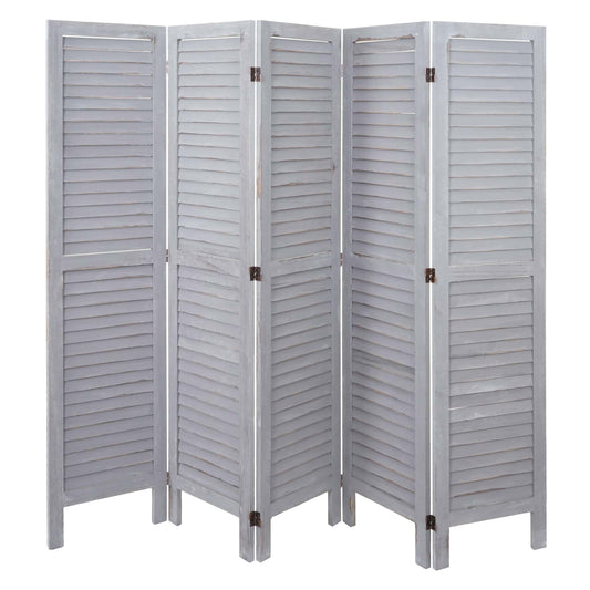 Cosmo Casa - Kamerscherm - Shabby look - Metaal & Textiel - Grijs - 170×200 cm