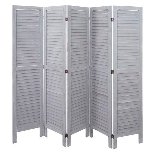 Cosmo Casa - Kamerscherm - Shabby look - Metaal & Textiel - Grijs - 170×200 cm