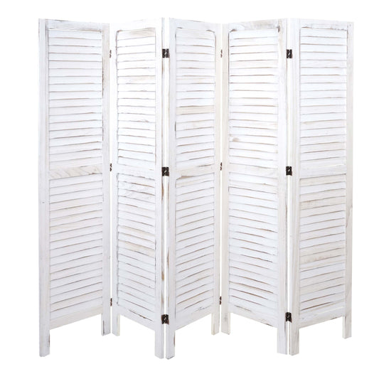 Cosmo Casa - Kamerscherm - Shabby look - Metaal & Textiel - Wit - 170×200 cm