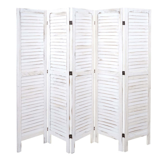 Cosmo Casa - Kamerscherm - Shabby look - Metaal & Textiel - Wit - 170×200 cm