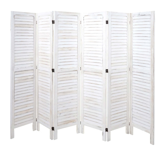 Cosmo Casa - Kamerscherm - Shabby look - Metaal & Textiel - Wit - 170×240 cm