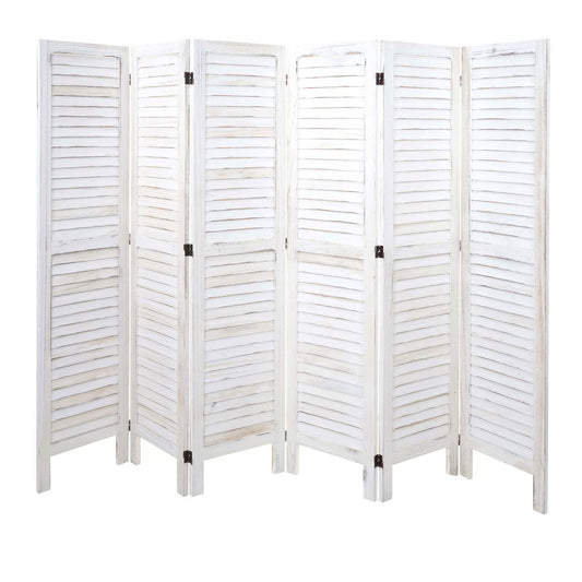 Cosmo Casa - Kamerscherm - Shabby look - Metaal & Textiel - Wit - 170×240 cm