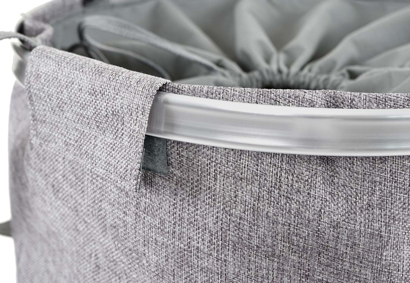 Cosmo Casa - Wasmand - Trekkoord - Textiel - Grijs - 55×39 cm - 65 l