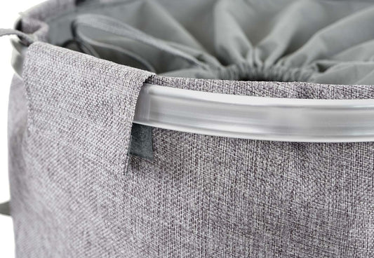 Cosmo Casa - Wasmand - Trekkoord - Textiel - Grijs - 55×39 cm - 65 l