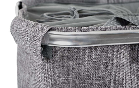 Cosmo Casa - Wasmand - Trekkoord - Textiel - Grijs - 54×52×32 cm - 89 l