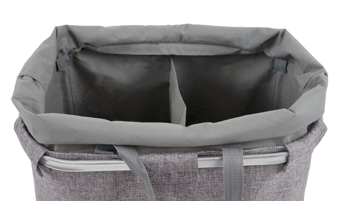 Cosmo Casa - Wasmand - Trekkoord - Textiel - Grijs - 54×52×32 cm - 89 l