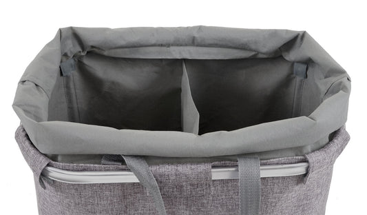 Cosmo Casa - Wasmand - Trekkoord - Textiel - Grijs - 54×52×32 cm - 89 l