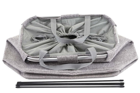 Cosmo Casa - Wasmand - Trekkoord - Textiel - Grijs - 54×52×32 cm - 89 l