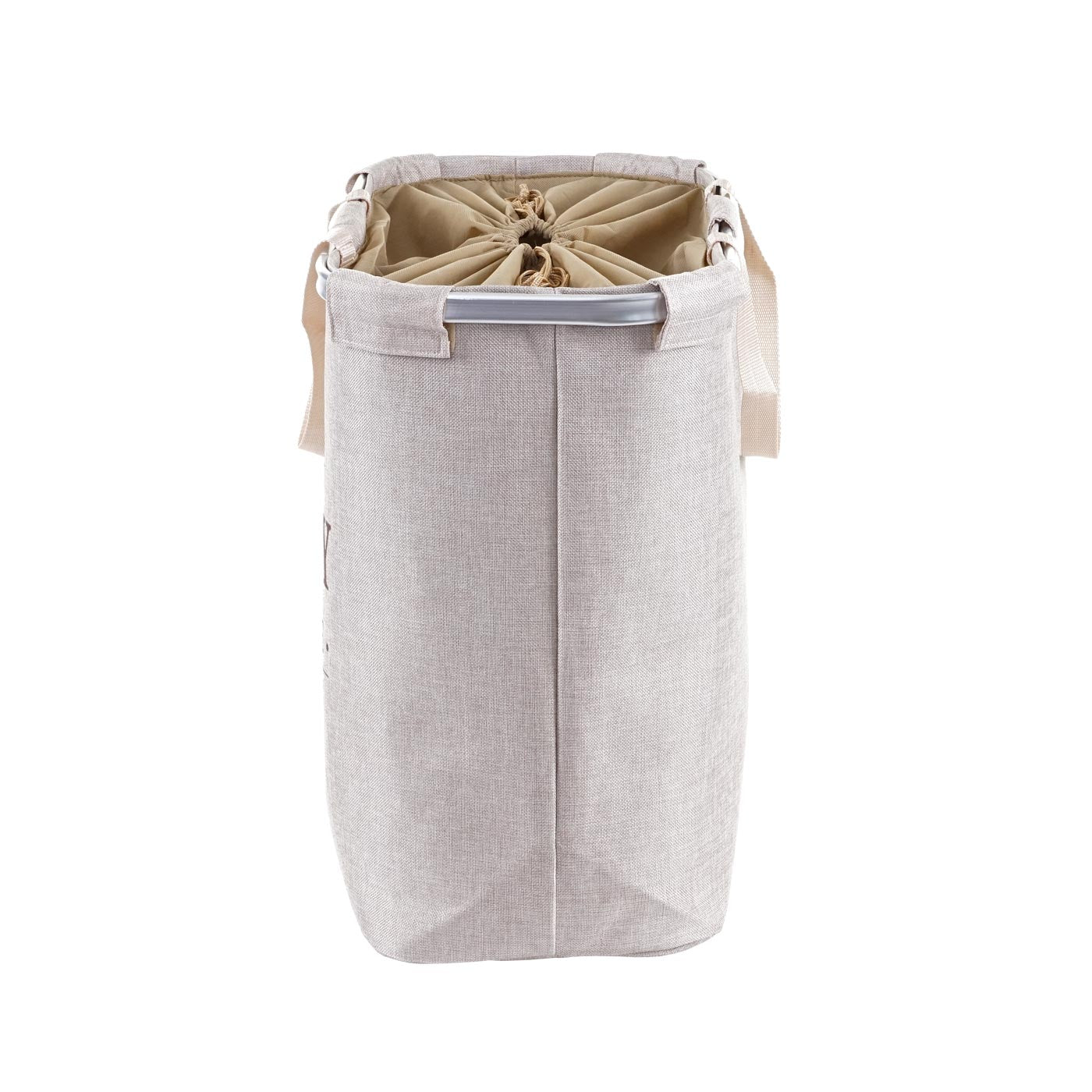 Cosmo Casa - Wasmand - Trekkoord - Textiel - Beige - 54×52×32 cm - 89 l