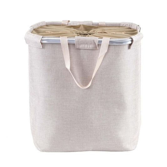 Cosmo Casa - Wasmand - Trekkoord - Textiel - Beige - 54×52×32 cm - 89 l