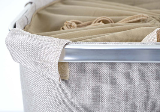 Cosmo Casa - Wasmand - Trekkoord - Textiel - Beige - 54×52×32 cm - 89 l