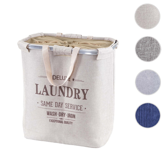 Cosmo Casa - Wasmand - Trekkoord - Textiel - Beige - 54×52×32 cm - 89 l