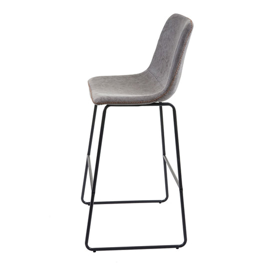 Cosmo Casa - Set van 2 Barkrukken - Vintage - Imitatiel leer - Grijs