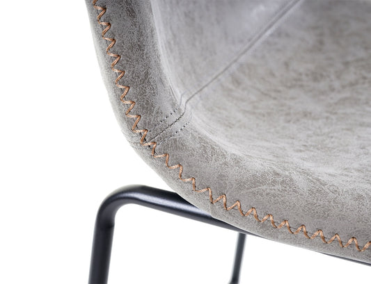 Cosmo Casa - Set van 2 Barkrukken - Vintage - Imitatiel leer - Grijs