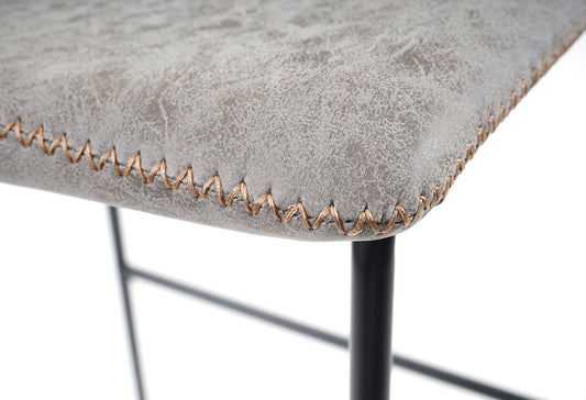 Cosmo Casa - Set van 2 Barkrukken - Vintage - Imitatiel leer - Grijs